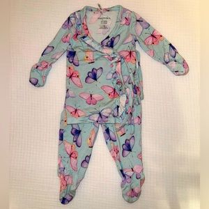 Posh Peanut Butterfly Two Piece Kimono/ Footies